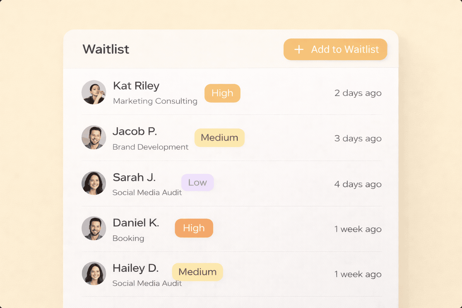 See booking overflow in a waitlist