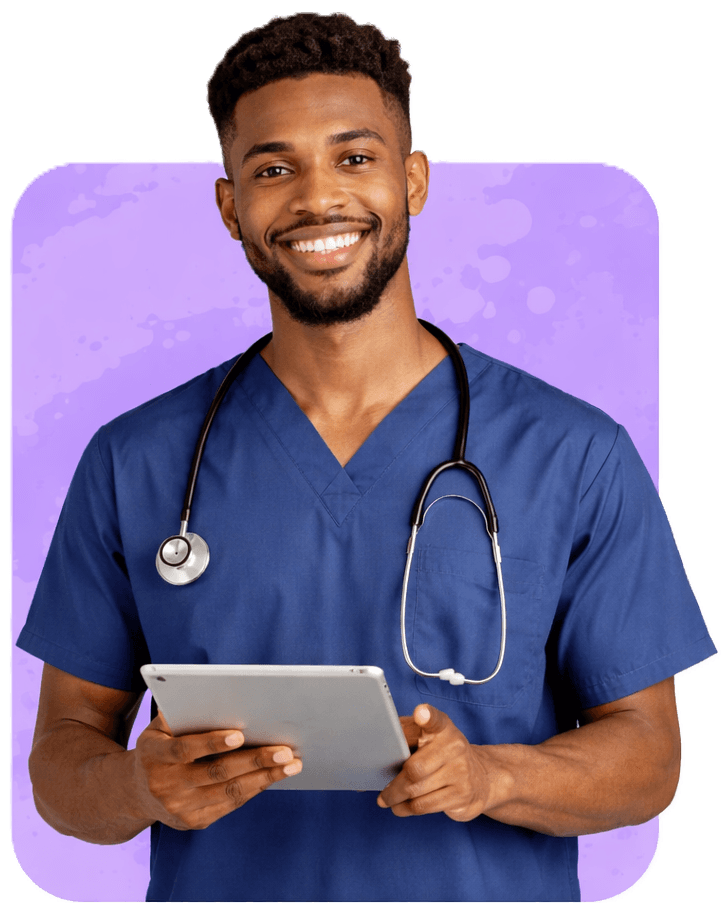 Doctor standing with tablet